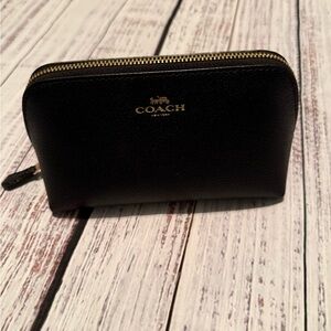 NWT | Coach Black Leather Cosmetic Bag